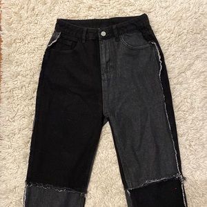 Black patchwork jeans